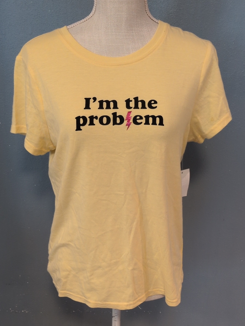 NWT Social Edition I'm The Problem Cotton Blend Glitter Babydoll Top Y2K Style